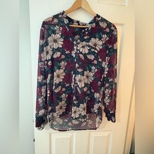 Kut from the Kloth sheer button down boho floral top size medium shirt